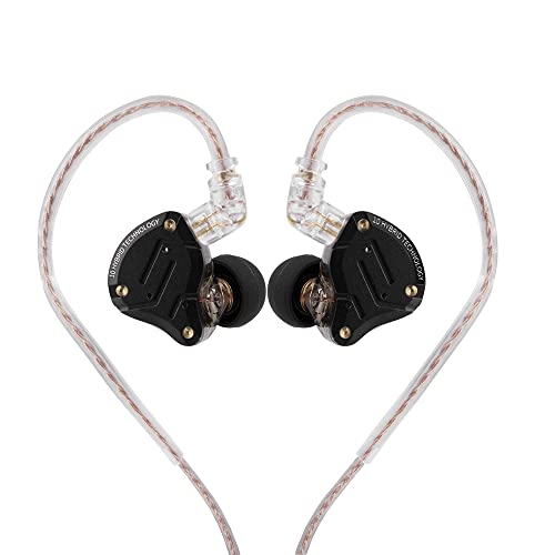 LINSOUL KZ ZS10 Pro, 4BA+1DD 5 Treiber In-Ear-Monitor, HiFi Kabelgebundene Ohrhörer, Gaming-Kopfhörer, Hybrid IEM Kopfhörer, 2-poliges abnehmbares Kabel(Mit Mic,Dark Schwarz) von LINSOUL