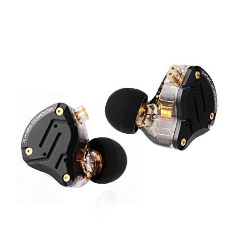 LINSOUL KZ ZS10 Pro, 4BA+1DD 5 Treiber In-Ear-Monitor, HiFi Kabelgebundene Ohrhörer, Gaming-Kopfhörer, Hybrid IEM Kopfhörer, 2-poliges abnehmbares Kabel(Ohne Mic,Dark Schwarz) von LINSOUL
