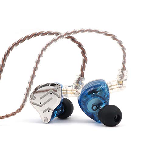LINSOUL KZ ZS10 Pro, 4BA+1DD 5 Treiber In-Ear-Monitor, HiFi Kabelgebundene Ohrhörer, Gaming-Kopfhörer, Hybrid IEM Kopfhörer mit Edelstahlfrontplatte, 2-poliges abnehmbares Kabel (Mit Mic, Blau) von LINSOUL