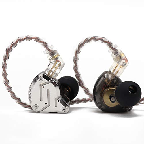 LINSOUL KZ ZS10 Pro, 4BA+1DD 5 Treiber In-Ear-Monitor, HiFi Kabelgebundene Ohrhörer, Gaming-Kopfhörer, Hybrid IEM Kopfhörer mit Edelstahlfrontplatte, 2-poliges abnehmbares Kabel (Mit Mic, Schwarz) von LINSOUL