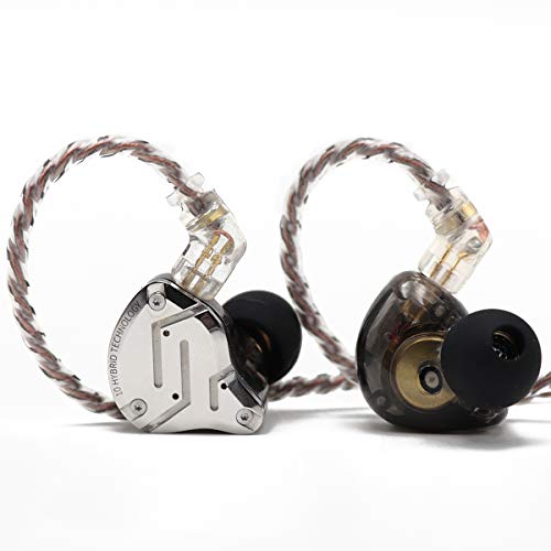 LINSOUL KZ ZS10 Pro, 4BA+1DD 5 Treiber In-Ear-Monitor, HiFi Kabelgebundene Ohrhörer, Gaming-Kopfhörer, Hybrid IEM Kopfhörer mit Edelstahlfrontplatte, 2-poliges abnehmbares Kabel (Ohne Mic, Schwarz) von LINSOUL