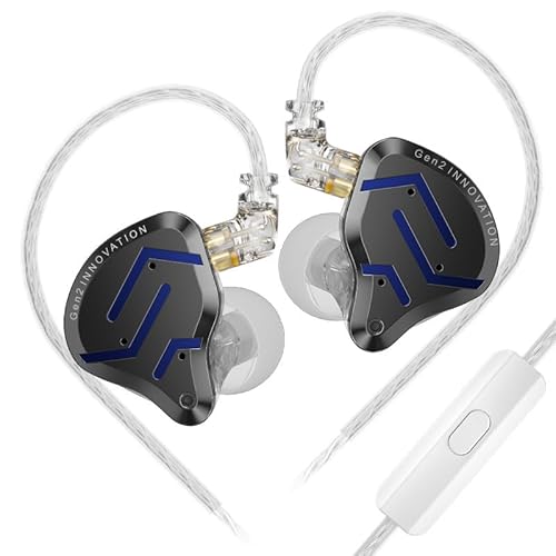 LINSOUL KZ ZSN PRO 2 In-Ear-Monitor, 1BA+1DD Hybrid-Treiber HiFi Kopfhörer IEM, kabelgebundener Ohrhörer, abnehmbares versilbertes versenktes 0,75mm 2Pin Kabel für Audiophile (Schwarz, Mit Mikrofon) von LINSOUL