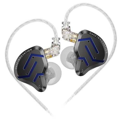 LINSOUL KZ ZSN PRO 2 In-Ear-Monitor, 1BA+1DD Hybrid-Treiber HiFi Kopfhörer IEM, kabelgebundener Ohrhörer, abnehmbares versilbertes versenktes 0,75mm 2Pin Kabel für Audiophile (Schwarz, Ohne Mikrofon) von LINSOUL