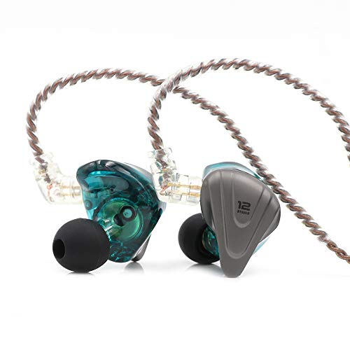 LINSOUL KZ ZSX 5BA+1DD 6 Treiber Hybrid In-Ear HiFi-Kopfhörer mit zinklegierter Frontplatte und 0,75 mm, 2-Pin abnehmbarem Kabel für Audiophile Musiker (Mit Mic, Cyan) von LINSOUL