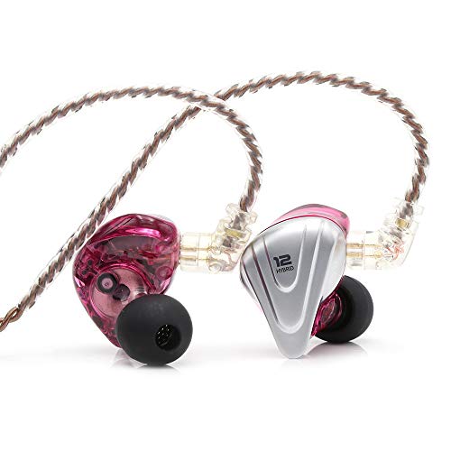 LINSOUL KZ ZSX 5BA+1DD 6 Treiber Hybrid In-Ear HiFi-Kopfhörer mit zinklegierter Frontplatte und 0,75 mm, 2-Pin abnehmbarem Kabel für Audiophile Musiker (Mit Mic, Lila) von LINSOUL