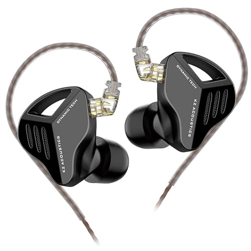LINSOUL KZ ZVX 10mm Dual Cavity Super Linear Dynamic Driver HiFi in-Ear Kopfhörer mit abnehmbarem 0.75mm Recessed 2pin Silver-Plated Kabel für Musiker (Black, Without Mic) von LINSOUL