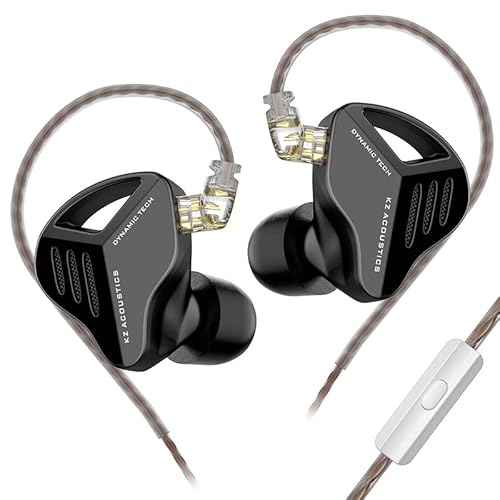 LINSOUL KZ ZVX 10mm Dual Cavity Super Linear Dynamic Driver HiFi in-Ear Kopfhörer mit abnehmbarem 0.75mm Recessed 2pin Silver-Plated Kabel für Musiker (Black, with Mic) von LINSOUL