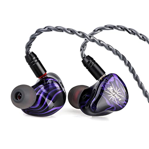 LINSOUL Kiwi Ears Quartet 2DD+2BA Hybride In-Ear-Monitore, HiFi Kopfhörer mit Handgefertigter Harzschale, Abnehmbares OFC-Versilbertes IEM-Kabel für Musiker DJ Gaming (Purple, Quartet) von LINSOUL