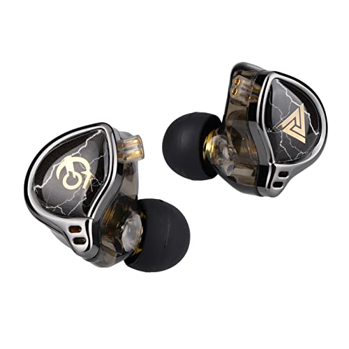 LINSOUL QKZ x HBB 10mm titanbeschichtete Membran HiFi-In-Ear-Monitor-Kopfhörer mit halboffenem Hohlraum, abnehmbarem versilbertem 2-Pin-Kabel, Geräuschunterdrückung für Audiophile (mit Mikrofon) von LINSOUL