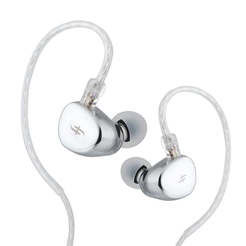 LINSOUL SIMGOT EA500 10mm Doppel-Magnetkreis & Doppel-Hohlraumstruktur Dynamische Kopfhörer mit austauschbaren Stimmdüsen, abnehmbarem 2-Pin OFC für Audiophile Studiomusiker (Silver, SIMGOT EA500) von LINSOUL