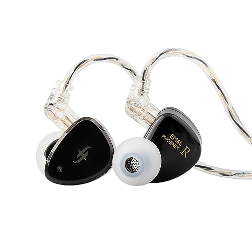 LINSOUL SIMGOT EM6L 1DD + 4BA Hybrid Driver In-Ear Monitor, Gaming Ohrhörer, HiFi IEM Kopfhörer mit 3D-gedrucktem Harzgehäuse, abnehmbarem OFC versilbertem Kabel (Black, SIMGOT EM6L) von LINSOUL
