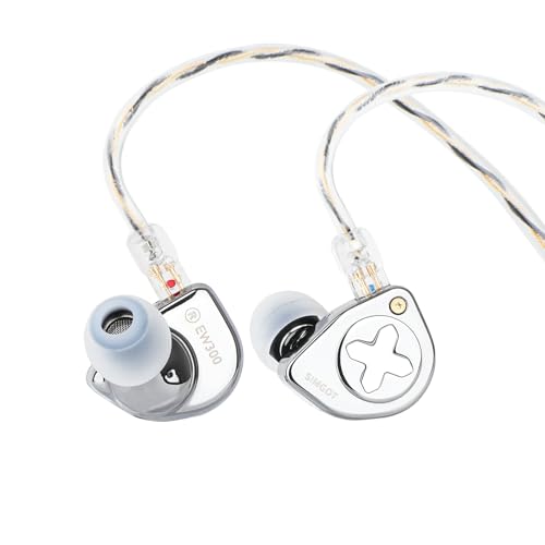 LINSOUL SIMGOT EW300 1DD+1Planar+1PZT Hybrid Treiber In Ear Monitor, Kabelgebundene Ohrhörer IEM, Gaming-Kopfhörer mit abnehmbaren Düsen, versilbertes OFC IEM-Kabel für Audiophile Musiker (EW300) von LINSOUL