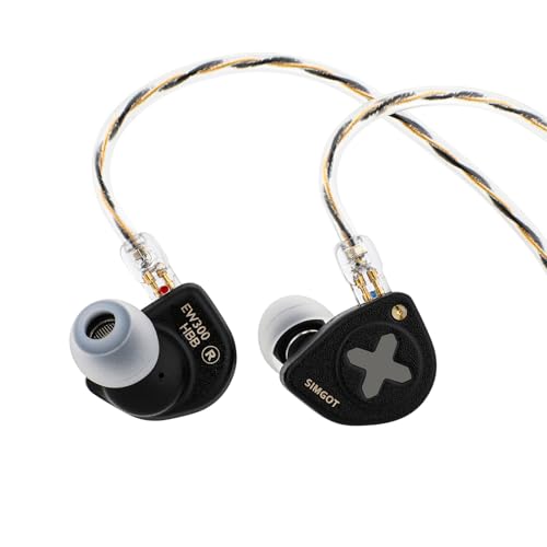 LINSOUL SIMGOT EW300 1DD+1Planar+1PZT Hybrid Treiber In Ear Monitor, Kabelgebundene Ohrhörer IEM, Gaming-Kopfhörer mit abnehmbaren Düsen, versilbertes OFC IEM-Kabel für Audiophile Musiker (EW300 HBB) von LINSOUL
