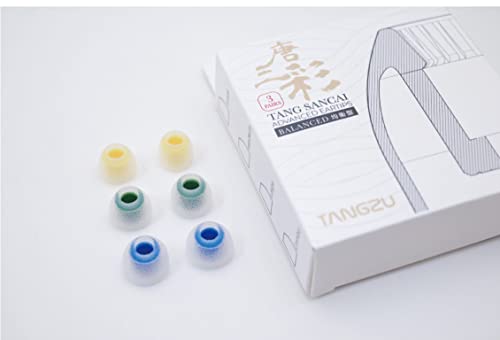 Linsoul TANGZU Tang Sancai Matte Textur Gerade Zahnrillen Ohrstöpsel, Kopfhörer Zubehör für IEMs, In-Ear Kopfhörer, Audiophiler Musiker für Kiwi Ears Orchestra Lite KE4 Canta Cadenza (S+M+L-3pairs) von LINSOUL