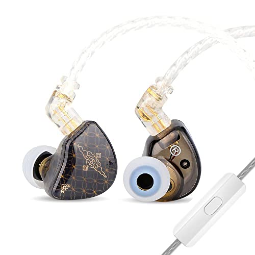 LINSOUL TANGZU Wan'er S.G HiFi 10mm Dynamischer Treiber PET-Membran In-Ear-Kopfhörer mit Ergonomischer Form, Abnehmbares Versenktes 2Pin OFC Flechtkabel für Musiker DJ Bühne(Schwarz,Mit Mikrofon) von LINSOUL