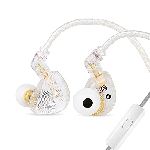 LINSOUL TANGZU Wan'er S.G HiFi 10mm Dynamischer Treiber PET-Membran In-Ear-Kopfhörer mit Ergonomischer Form, Abnehmbares Versenktes 2Pin OFC Flechtkabel für Musiker DJ Bühne(Weiß,Mit Mikrofon) von LINSOUL