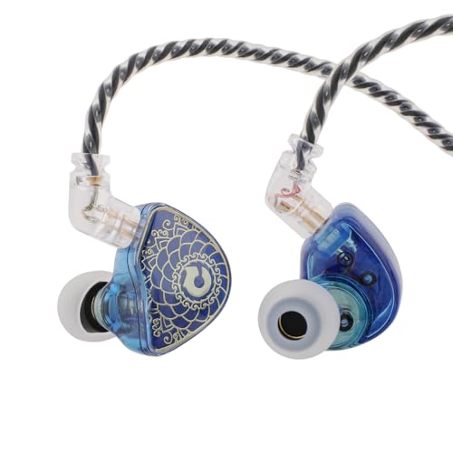 LINSOUL TANGZU Wan'er S.G HiFi 10mm Dynamischer Treiber PET-Membran In-Ear-Kopfhörer mit Ergonomischer Form, Abnehmbares Versenktes 2Pin OFC Flechtkabel für Musiker DJ Bühne(Blau,Mit Mikrofon) von LINSOUL