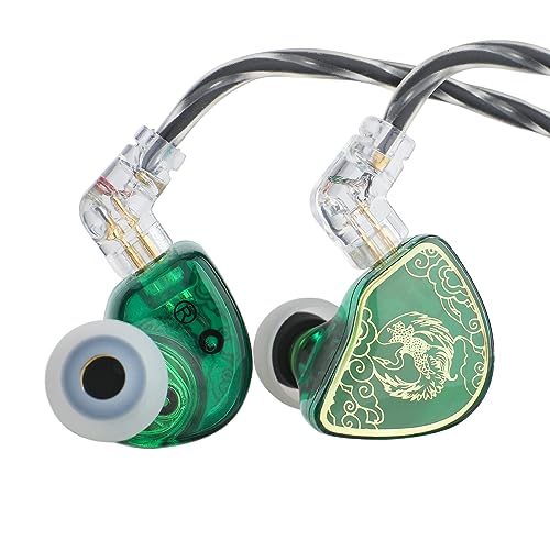 LINSOUL TANGZU Wan'er S.G HiFi 10mm Dynamischer Treiber PET-Membran In-Ear-Kopfhörer mit Ergonomischer Form, Abnehmbares Versenktes 2Pin OFC Flechtkabel für Musiker DJ Bühne(Grün,Mit Mikrofon) von LINSOUL