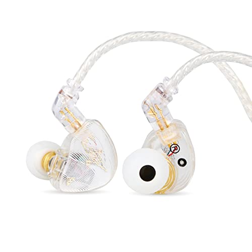 LINSOUL TANGZU Wan'er S.G HiFi 10mm Dynamischer Treiber PET-Membran In-Ear-Kopfhörer mit Ergonomischer Form, Abnehmbares Versenktes 2Pin OFC Flechtkabel für Musiker DJ Bühne(Weiß,Ohne Mikrofon) von LINSOUL