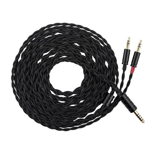 LINSOUL Tripowin Nova Over-Ear-Kopfhörerkabel, 4-adriges Silver Foil/OCC Hybrid Upgrade Kabel, 2M,Dualer 3,5 auf 4,4 mm/3,5 mm/XLR-Stecker, für Musiker & Audiophile (4,4 mm, Schwarz) von LINSOUL