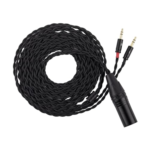 LINSOUL Tripowin Nova Over-Ear-Kopfhörerkabel, 4-adriges Silver Foil/OCC Hybrid Upgrade Kabel, 2M,Dualer 3,5 auf 4,4 mm/3,5 mm/XLR-Stecker, für Musiker & Audiophile (XLR, Schwarz) von LINSOUL