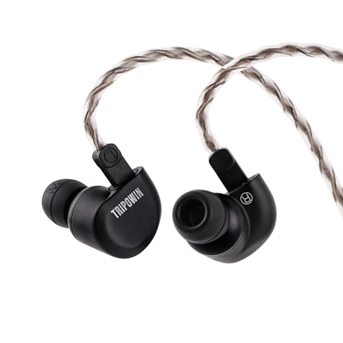 LINSOUL Tripowin Ruta10 Im Ohr Monitor, 10mm LCP Dynamischer Treiber IEM -Ohrhörer, HiFi Kabel -Ohrhörer, Abnehmbares Silberkabel für Musiker Audiophile (Ohne Mikrofon, Schwarz) von LINSOUL