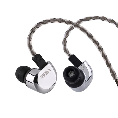 LINSOUL Tripowin Ruta10 Im Ohr Monitor, 10mm LCP Dynamischer Treiber IEM -Ohrhörer, HiFi Kabel -Ohrhörer, Abnehmbares Silberkabel für Musiker Audiophile (Ohne Mikrofon, Silber) von LINSOUL