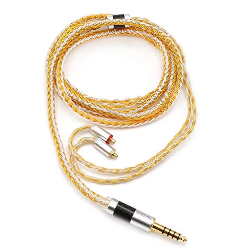 LINSOUL Tripowin Zonie 16-adriges versilbertes Kabel SPC Kopfhörerkabel für TIN Audio T2 T3 UE900s BGVP Kopfhörer (MMCX, 4.4mm, Gold) von LINSOUL
