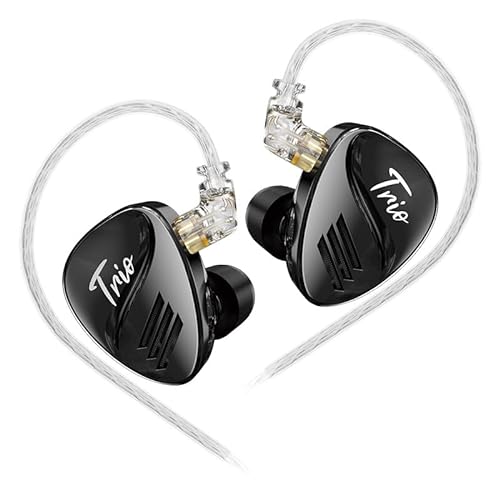 Linsoul CCA Trio in Ear Monitor, 3 x 8mm dynamischer Treiber HiFi IEM Kopfhörer, kabelgebundene Gaming Ohrhörer mit ergonomischer Form, abnehmbares versenktes 2Pin Kabel für Audiophile (Ohne Mikrofon) von LINSOUL