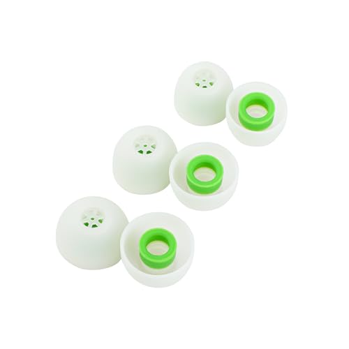 Linsoul Kiwi Ears Flex Ohrstöpsel Tipps, Ersatz Silikon IEM Tips, 3 Paare, Größe S/M/L, für KZ ZS10 Pro, Orchestra Lite, Cadenza Kabelgebundene/drahtlose Kopfhörer (Weiß-grün) von LINSOUL