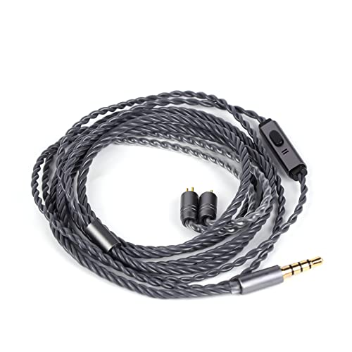 LINSOUL Tripowin Grace Detachable Silver-Plated Oxygen Free Copper OFC In Ear Earphone Cable with Microphone, 0.78mm 2Pin Connector for Audiophile Replacement Cable (Tripowin Grace, 2PIN) von LINSOUL