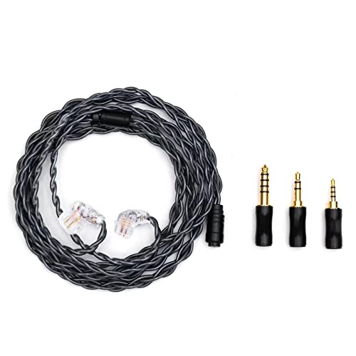 Tripowin Noire 4 Core 24AWG OCC Upgraded HiFi Audio Cable with Detachable 3-in-1 2.5mm/3.5mm/4.4mm Plug for Audiophile Musician (Tripowin Noire, Recessed 2pin) von LINSOUL