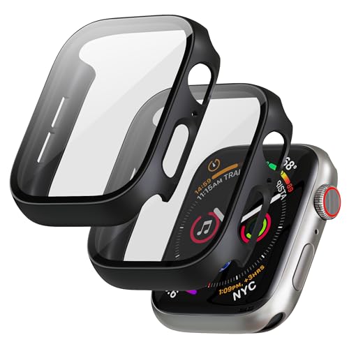 LINTEKER für Apple Watch Series SE/6/5/4 Hülle mit Displayschutz, [2 Stück] Schutzhülle kompatibel mit Apple Watch Series SE/6/5/4 40mm, HD Klar, Schutzhülle für iWatch Series SE/6/5/4, Schwarz von LINTEKER