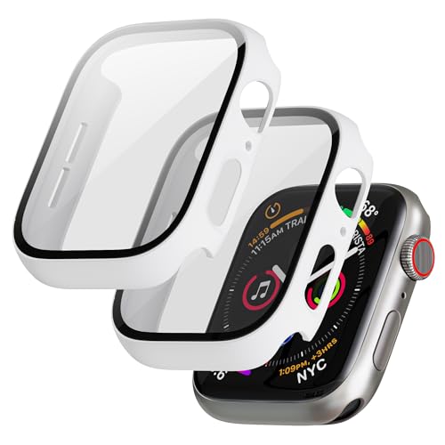 LINTEKER für Apple Watch Series SE/6/5/4 Hülle mit Displayschutz, [2 Stück] Schutzhülle kompatibel mit Apple Watch Series SE/6/5/4 40mm, HD Klar, Schutzhülle für iWatch Series SE/6/5/4, Weiss von LINTEKER