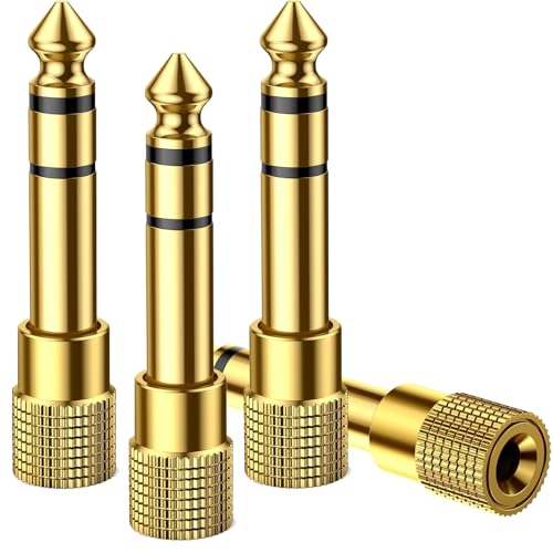 LINXIU Kopfhörer Adapter 6.35mm Klinke auf 3.5mm Klinke Klinkenstecker Adapter Unterstützt Vergoldet Stereo Audio Adapter für Keyboard Gitarre 4 Stück von LINXIU