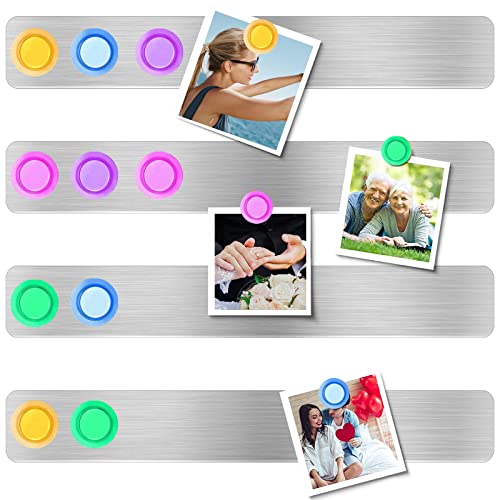 LINXIU Magnettafel Memotafel Selbstklebend Magnetleisten Fotowand Büro Pinnwand mit 10 Starke Magnete für Kalender Dokumente 4 Stück, aus Edelstahl von LINXIU