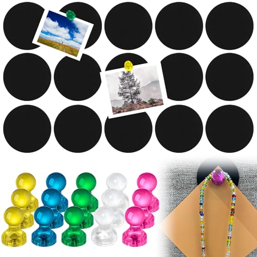 Magnettafel Memotafel, Selbstklebende Memo Board, Magnetleisten Fotowand Büro Pinnwand mit Fridge Whiteboard Magnete 15 Stück (Schwarz) von LINXIU