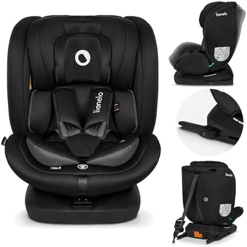 LIONELO Bastiaan i-Size Kindersitz ab Geburt 0-36 kg Isofix Top Tether 360 Grad drehbar Rückwärts Vorwärts Seitenschutz 5-Punkt-Sicherheitsgurte Dri-Seat (Schwarz Carboon) von LIONELO
