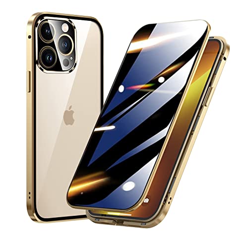 Anti Spy Hülle für iPhone 13 Pro Max Privacy Handyhülle, Anti Peeping 360 Grad Stoßfest Schutzhülle mit Anti-Spähen Sichtschutz Displayschutz Und Kamera Lense Schutz Full Body Case,Golden von LIONO