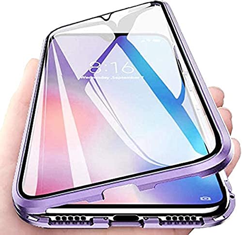 Hülle für Samsung Galaxy A22 Magnetische Handyhülle 360 Grad KomplettSchutz Case,Metallrahmen und Transparen Vorne und Hinten Gehärtetes Glas Stoßfest flip Hülle,Voilett von LIONO