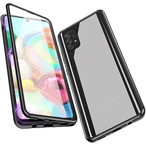 Hülle für Samsung Galaxy A53 5G 360 Grad Stoßfeste Komplettschutz Handyhülle Metallrahmen Vorne und Hinten Hartglas Ultra Dünn Case mit Eingebaut Displayschutz,Schwarz von LIONO