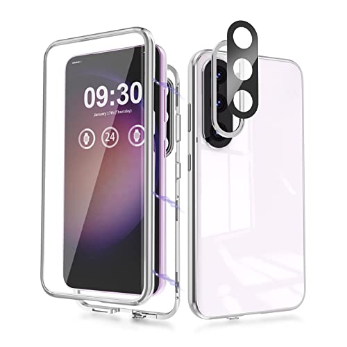 Hülle für Samsung Galaxy S23 360 Grad Stoßfeste Rundumschutz Magnetische Hartglas mit Vorderseite und Rückseite Metallrahmen Ultra Dünn Handyhülle Case mit KameraSchutz foile,Silber Hülle für Samsung Galaxy S23 360 Grad Stoßfeste Rundumschutz Magnetische Hartglas mit Vorderseite und Rückseite Metallrahmen Ultra Dünn Handyhülle Case mit KameraSchutz foile,Silber von LIONO