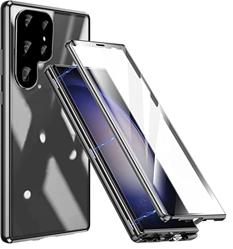 Hülle für Samsung Galaxy S23 Ultra 360 Grad Stoßfeste Rundumschutz Magnetische Hartglas mit Vorderseite und Rückseite Metallrahmen Ultra Dünn Handyhülle Case mit KameraSchutz foile,Schwarz Hülle für Samsung Galaxy S23 Ultra 360 Grad Stoßfeste Rundumschutz Magnetische Hartglas mit Vorderseite und Rückseite Metallrahmen Ultra Dünn Handyhülle Case mit KameraSchutz foile,Schwarz von LIONO