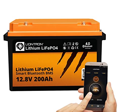LIONTRON LiFePO4 12,8V 200Ah LX; 2560Wh; > 3000 Zyklen bei 90% Entladungstiefe (DOD) mit BMS und Bluetooth Überwachung; für Wohnmobil oder Boot 390x233x255mm - LISMART12200LX von LIONTRON