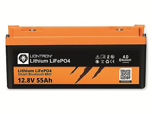 LIONTRON LiFePO4 12,8V 55Ah LX; 704Wh; >3000 Zyklen bei 90% Entladungstiefe (DOD) mit BMS und Bluetooth Überwachung; für Wohnmobil oder Boot 350x170x162mm - LISMART1255LX von LIONTRON