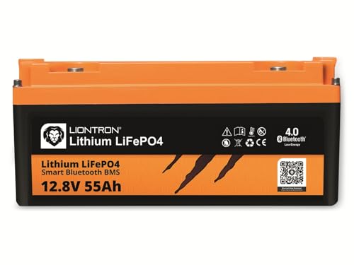 LIONTRON LiFePO4 12,8V 55Ah LX; 704Wh; >3000 Zyklen bei 90% Entladungstiefe (DOD) mit BMS und Bluetooth Überwachung; für Wohnmobil oder Boot 350x170x162mm - LISMART1255LX von LIONTRON