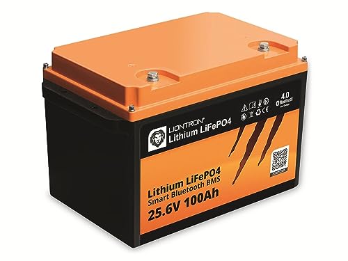 LIONTRON LiFePO4 25,6V 100Ah LX; 2560Wh; >3000 Zyklen bei 90% Entladungstiefe (DOD) mit BMS und Bluetooth Überwachung; für Wohnmobil oder Boot 390x260x232mm - LISMART24100LX von LIONTRON