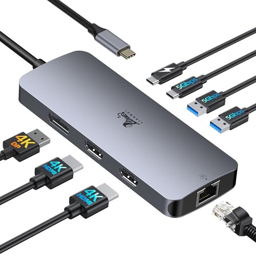 USB C Docking Station Dual Monitor 8 in 1 Laptop Docking Station 2 Monitore USB C Hub mit 4K Dual HDMI, DisplayPort, 1Gbps Ethernet, 100W PD, 3 USB A/C 3.0 Adapter Compatible with Dell, HP USB C Docking Station Dual Monitor 8 in 1 Laptop Docking Station 2 Monitore USB C Hub mit 4K Dual HDMI, DisplayPort, 1Gbps Ethernet, 100W PD, 3 USB A/C 3.0 Adapter Compatible with Dell, HP von LIONWEI
