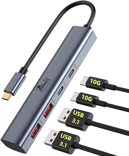 USB C Hub 10Gbps, LIONWEI 4 in 1 USB C auf USB 3.1 Adapter, Ultra Slim Daten Hub Kompatibel mit MacBook Pro/Air, iPad Pro, Laptop, USB C Handys, USB Flash Drives, Mobile HDD, usw von LIONWEI