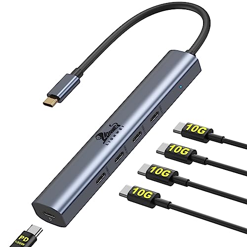 USB C Hub 10Gbps USB C 3.1 Hub Multiport Adapter für Laptop, USB C Hub 5 in 1 Power Delivery mit 100W PD (nicht unterstützt Monitor), USB C zu USB C Hub, USB Typ C Hub für MacBook Air/Pro,Dell, HP,usw von LIONWEI